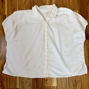 J. Jill 100% Cotton Button Down Blouse Top Shirt Short Sleeve 2X Pure Jill Boxy